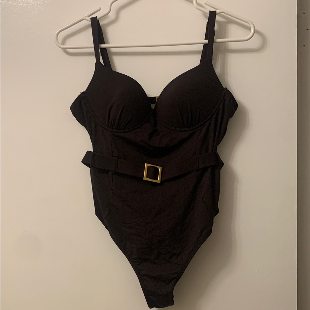 Black Belted One-Piece Swimsuit